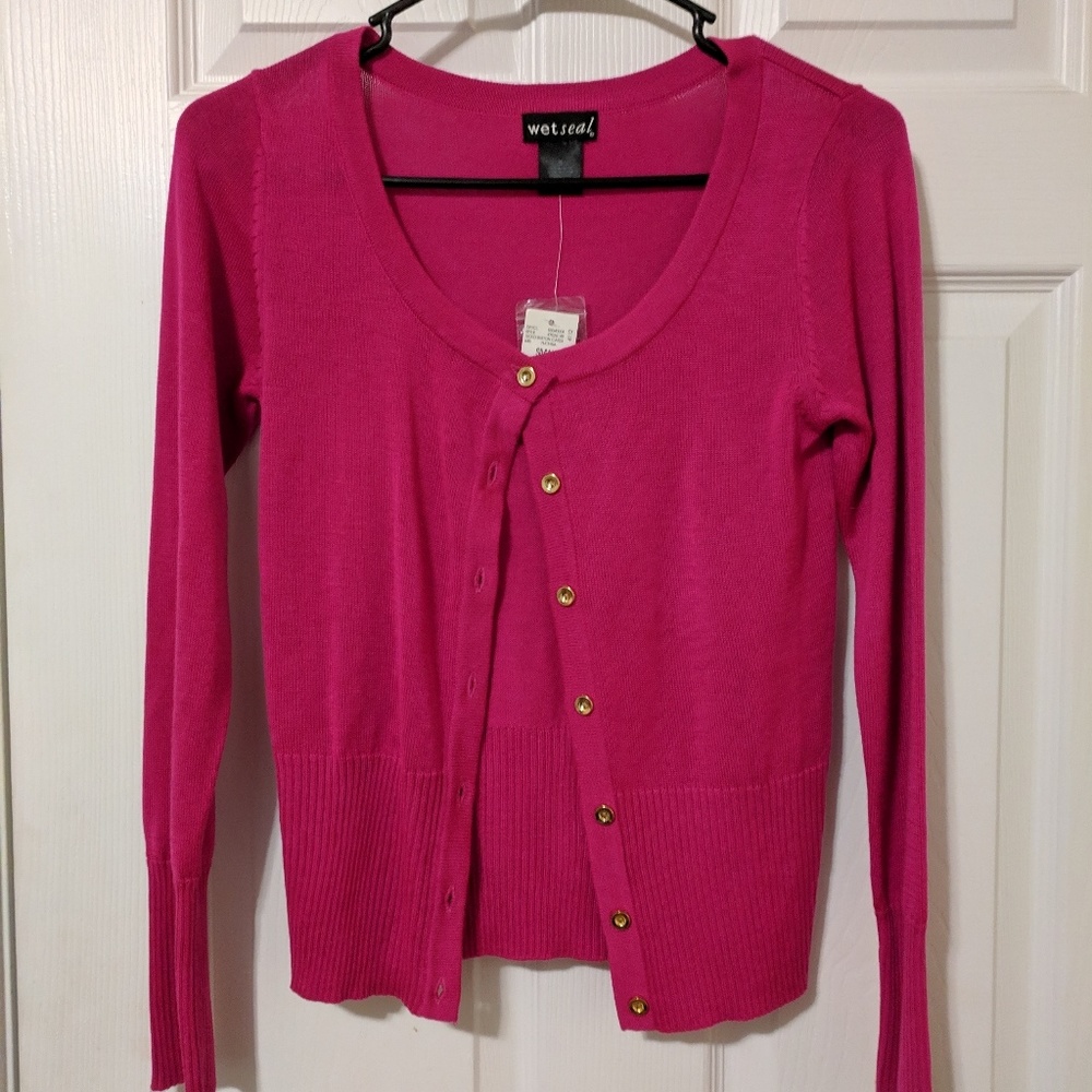 Fuchsia colored cardigan